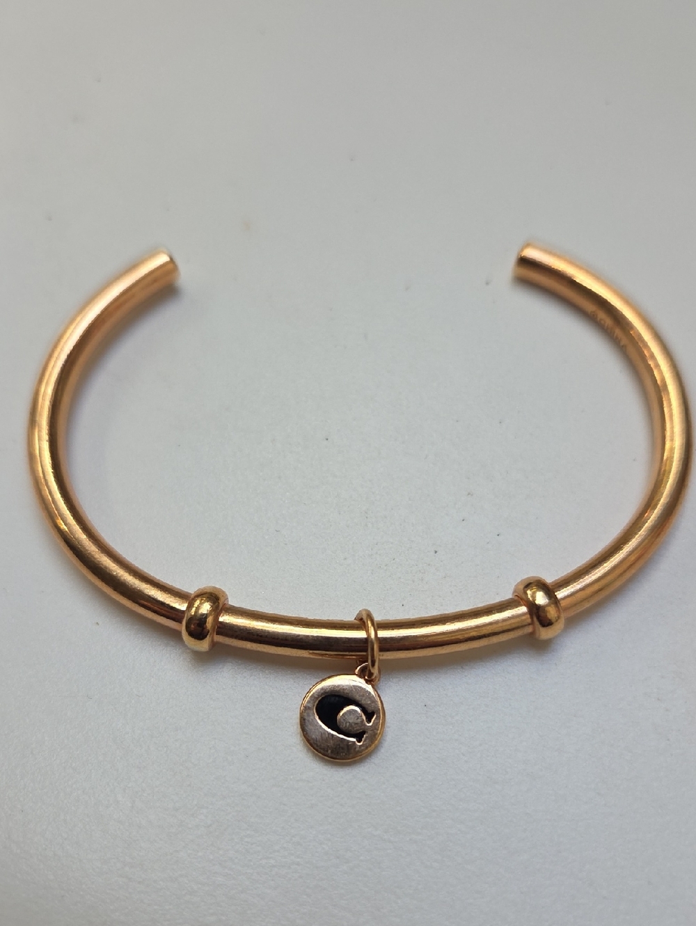 Coach Rose Gold Open Cuff Bracelet with Round C Charm